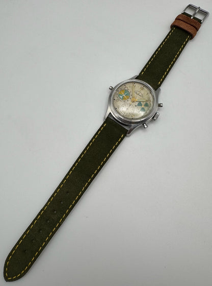 Abercrombie & Fitch Seafarer 2444 Vintage Silver Dial Chronograph ~1950 (Unpolished)