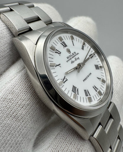 Rolex Air King 14000 White Roman Dial U Serial 1998 (Full-Set)