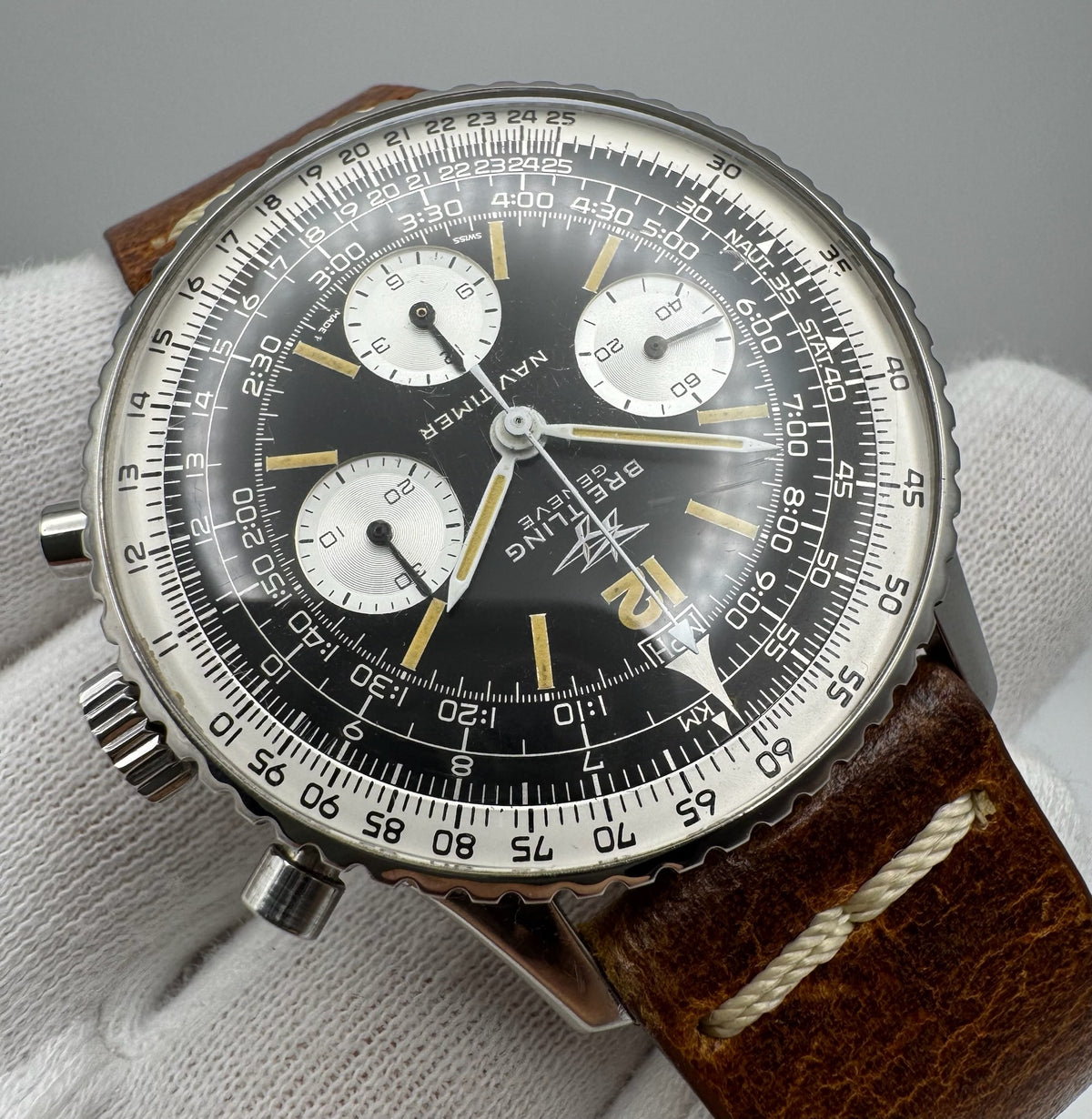 Breitling Navitimer 806 Twin Jets Chronograph Yellow Patina Vintage 1965 (Serviced)