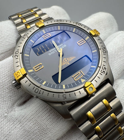 Breitling Aerospace Full Titanium Two Tone Grey Tritium Dial Yellow Patina Vintage 1995