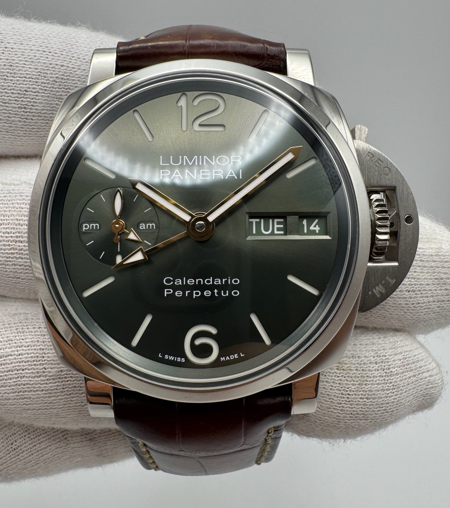 Panerai Luminor Perpetual Calendar PAM715 Platinumtech Green Dial 2024 (Full-Set/Unpolished)