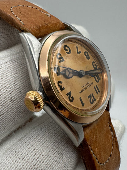 Rolex Oyster Royal 3121 Salmon Dial Arabic Numerals Two-Tone Vintage 1940s (Unpolished/Serviced)