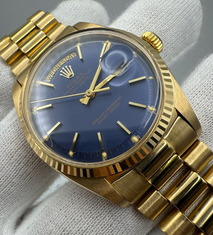 Rolex Day-Date 36 1803 Full Gold 18K Rare Blue Dial 1970 (Full-Set/Serviced)