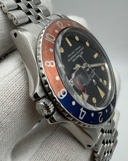Rolex GMT-Master 1675 MK1 Long E Yellow Patina Pepsi Insert 1968
