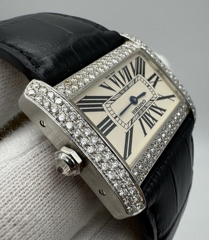 Cartier Tank Divan W6300655 Large Model 30x38mm Steel Diamond Set 2006 (Full-Set/Unpolished)