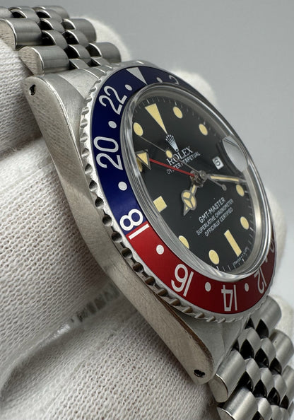 Rolex GMT-Master 16750 MK1 Matte Dial Yellow Patina Pepsi Jubilee 1983 (Full-Set/Serviced)