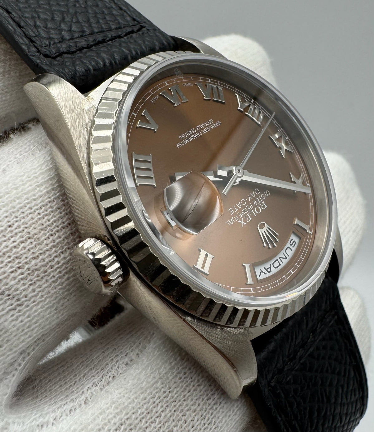 Rolex Day-Date 18239 White Gold Brown/Bronze Dial Rare 1999 (Unpolished)