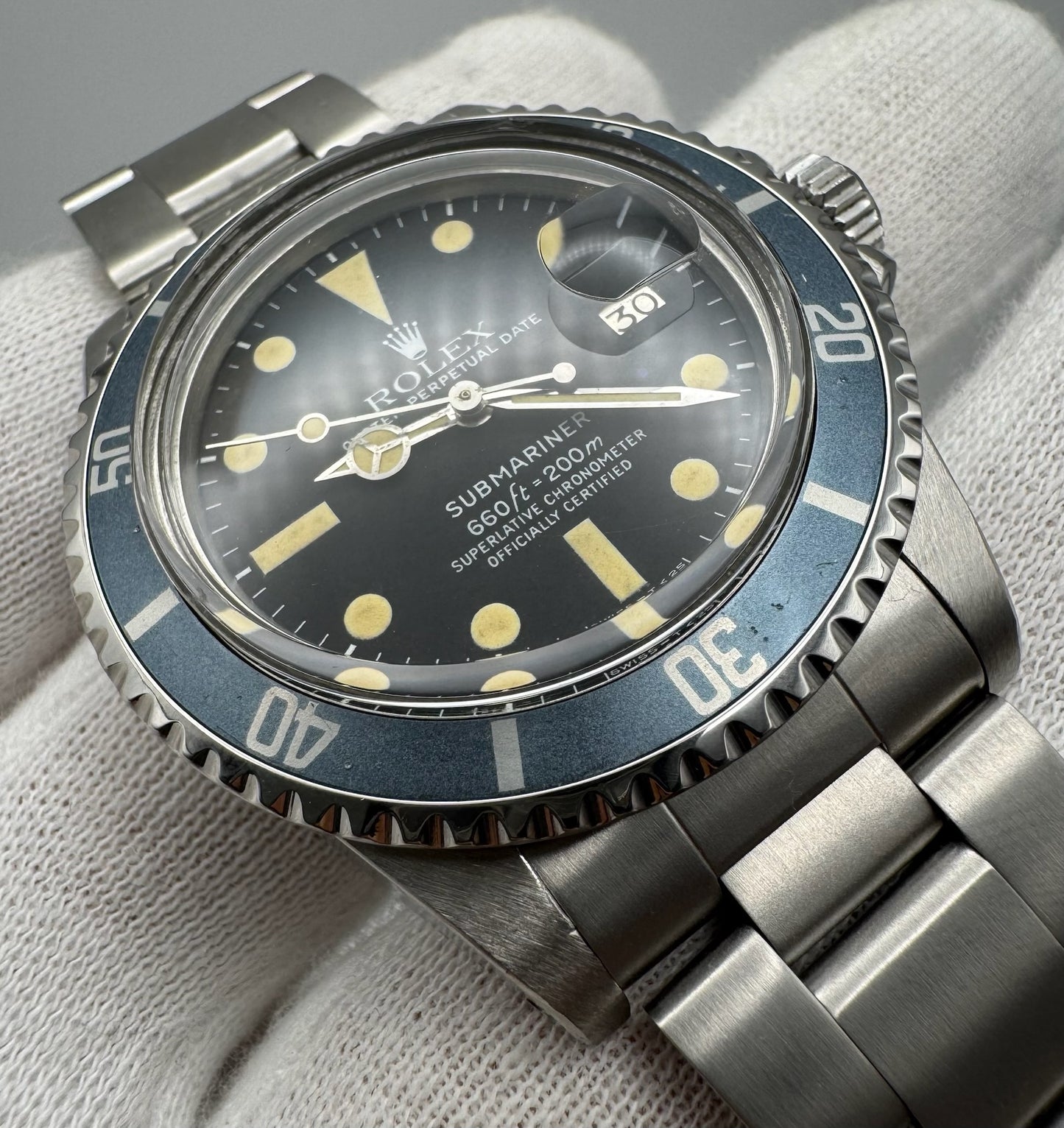Rolex Submariner Date 1680 MK2 Yellow Patina Blue Insert 1979 (Serviced)