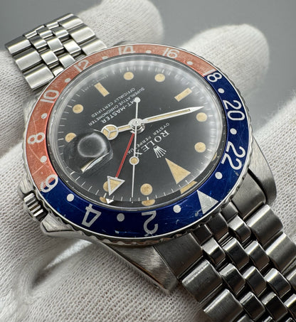 Rolex GMT-Master 1675 MK1 Long E Yellow Patina Pepsi Insert 1968