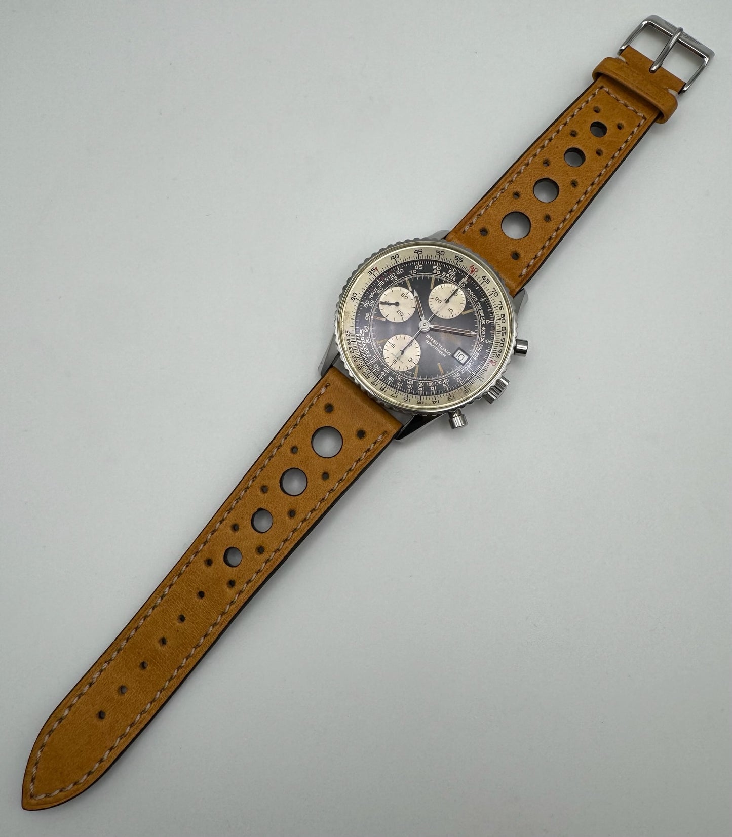 Breitling Old Navitimer Steel Automatic Chronograph Black Tritium Dial Patina 1985