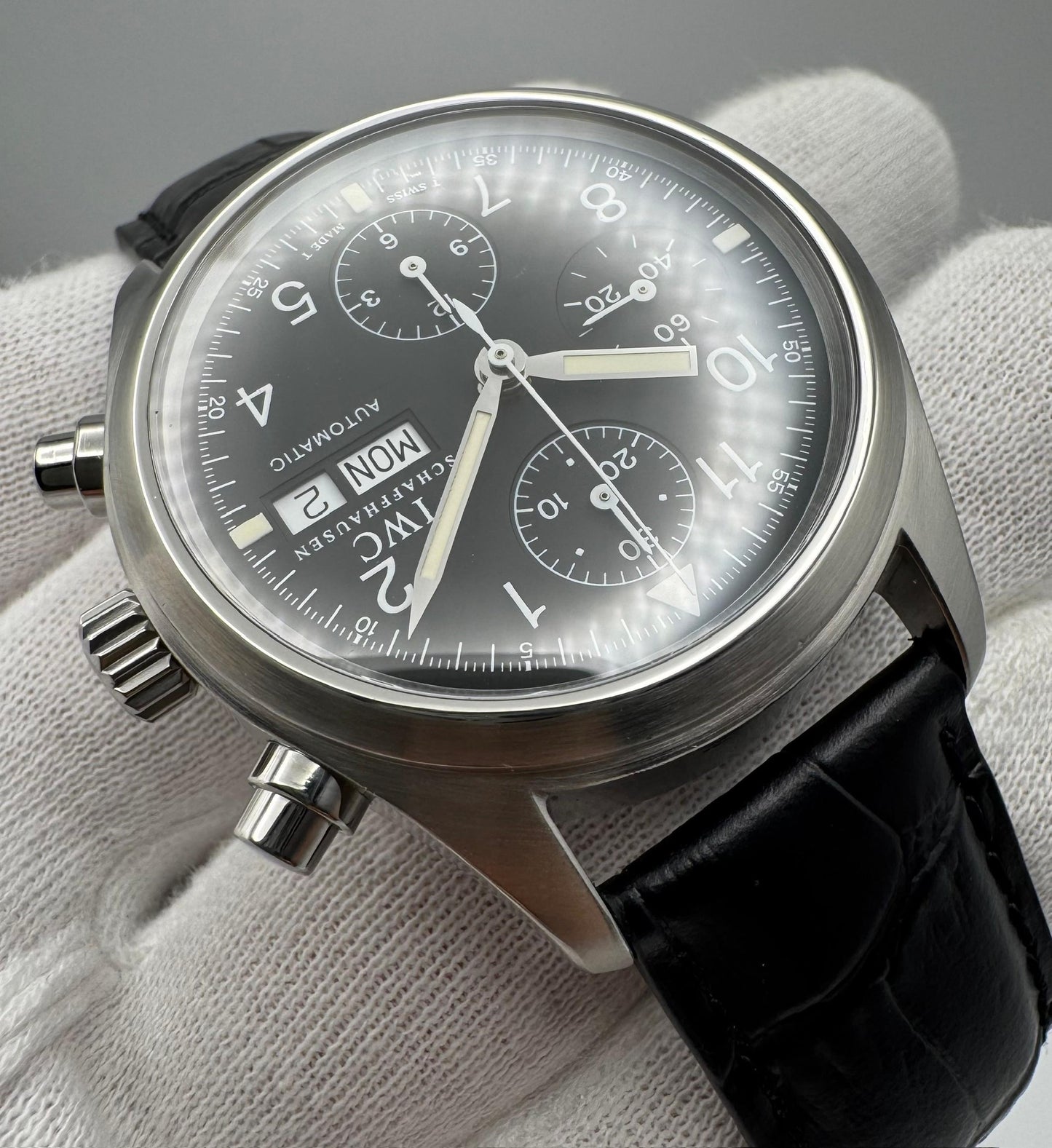 IWC Pilot Chronograph IW3706 Black Tritium Dial 1997 (Papers)