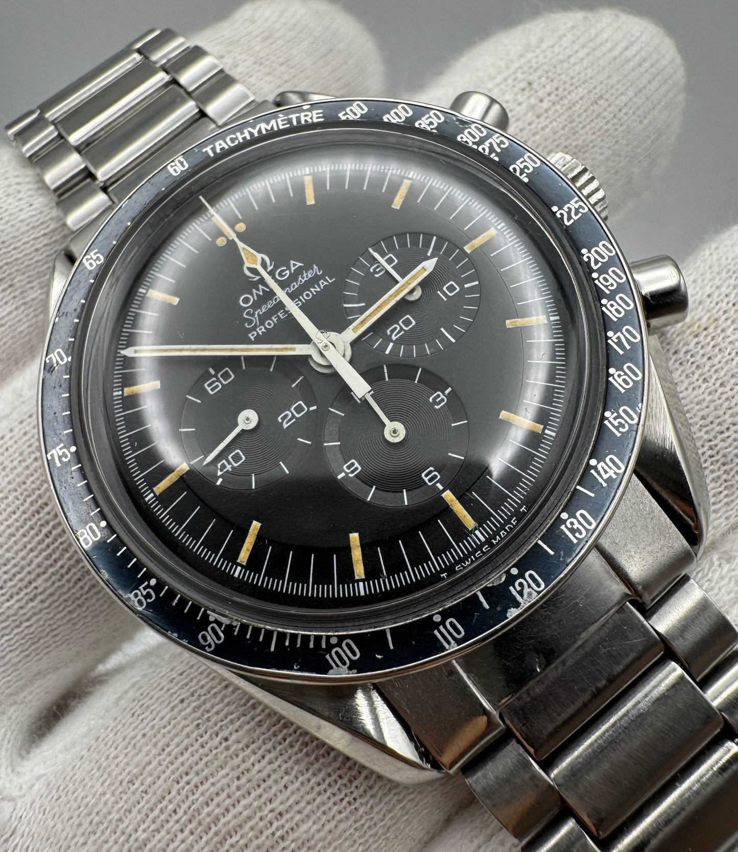 Omega Speedmaster Professional Moonwatch 145.022 Step Dial Pumpkin Patina Faded Bezel 1969 (Serviced)