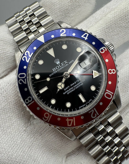 Rolex GMT-Master 16750 Pepsi Black Glossy Dial 1983 (Serviced)