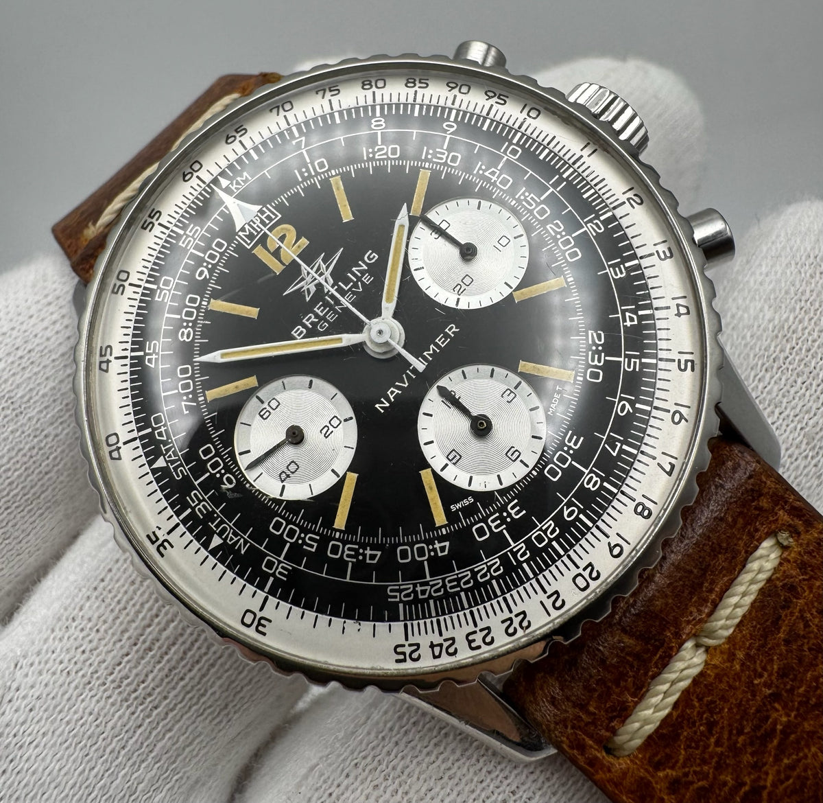 Breitling Navitimer 806 Twin Jets Chronograph Yellow Patina Vintage 1965 (Serviced)