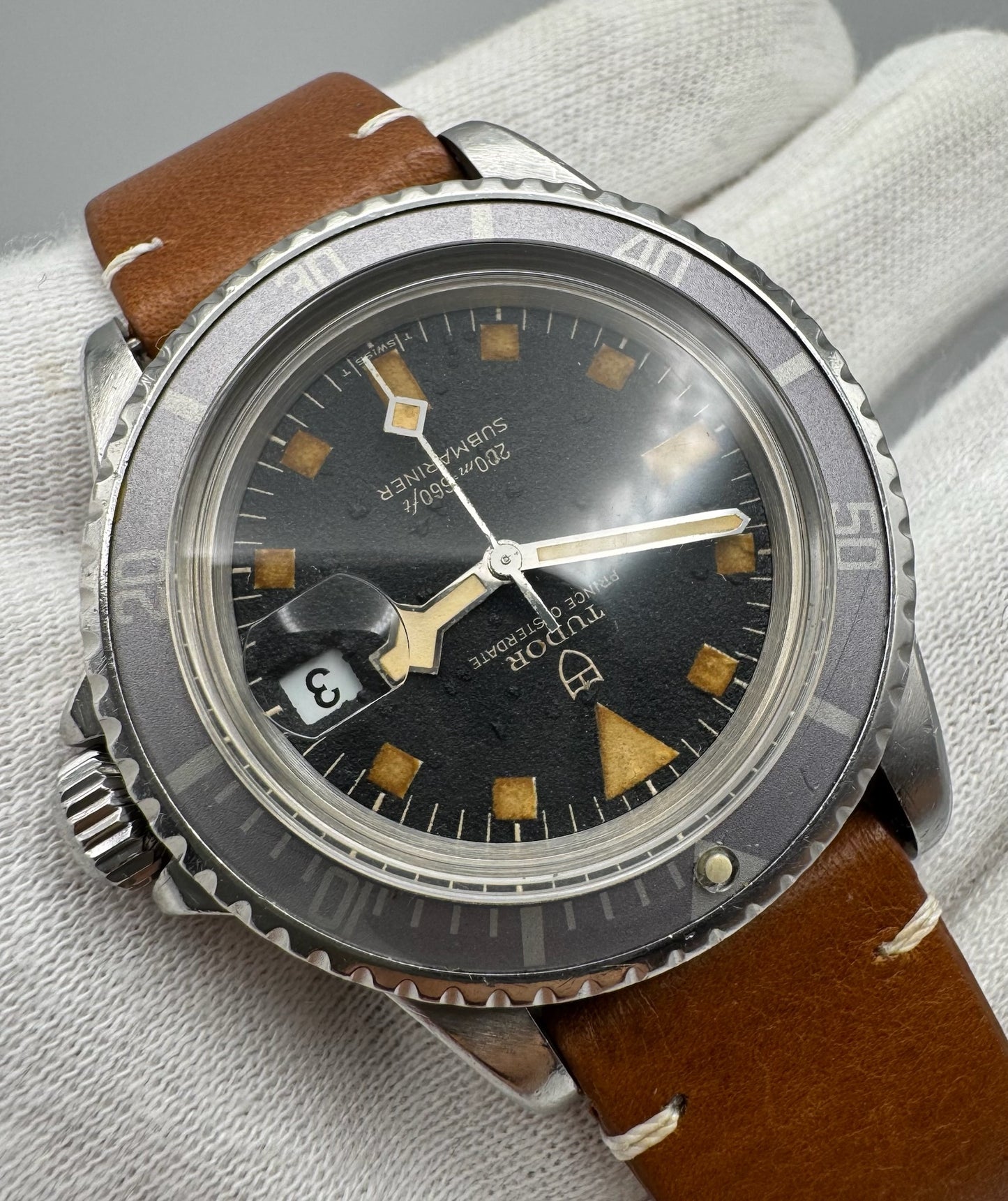 Tudor Submariner Snowflake 9411/0 Blue Confetti Dial Pumpkin Patina Blue/Lavender Insert 1976 (Unpolished)